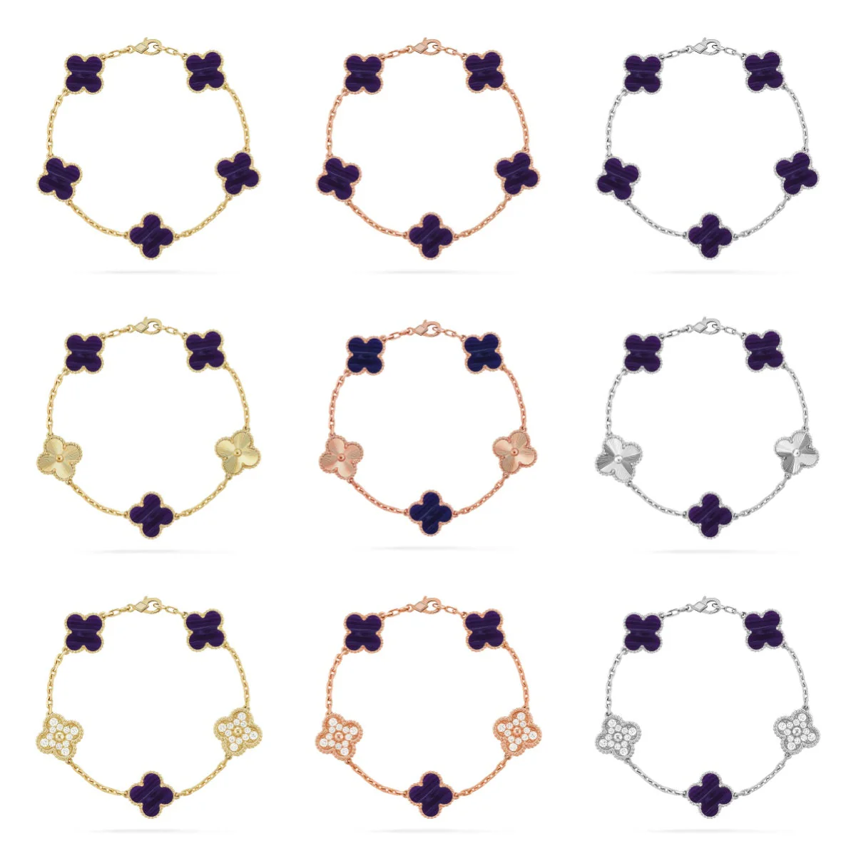 [Auream]CLOVER 5 MOTIF PURPLE STRIPES BRACELET COLLECTION