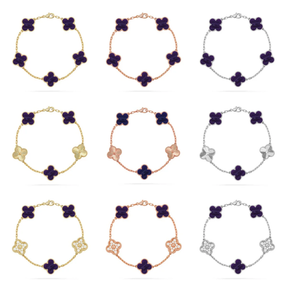 [Auream]CLOVER 5 MOTIF PURPLE STRIPES BRACELET COLLECTION