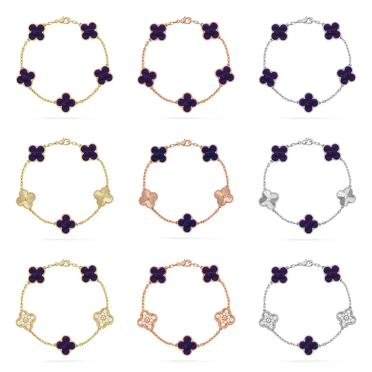 [Auream]CLOVER 5 MOTIF PURPLE STRIPES BRACELET COLLECTION