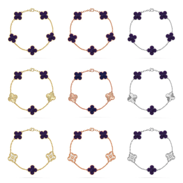 [Auream]CLOVER 5 MOTIF PURPLE STRIPES BRACELET COLLECTION