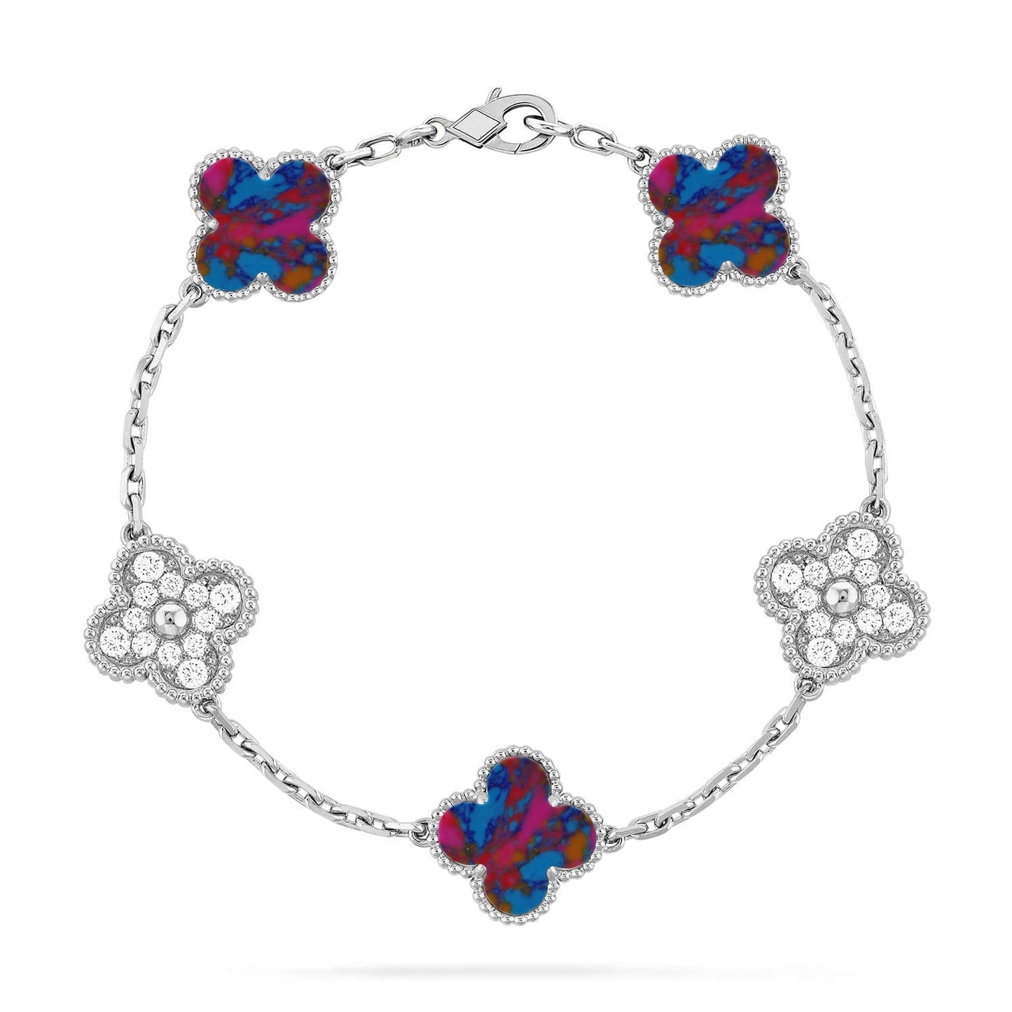 [Auream]CLOVER 5 MOTIF COLOR GEMSTONES BRACELET COLLECTION