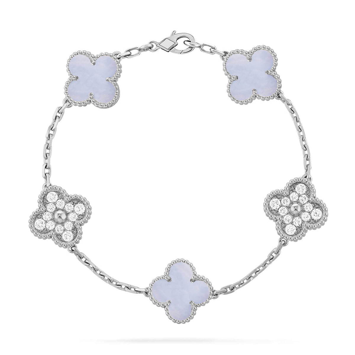 [Auream] CLOVER 5 MOTIF PURPLE CHALCEDONY BRACELET COLLECTION