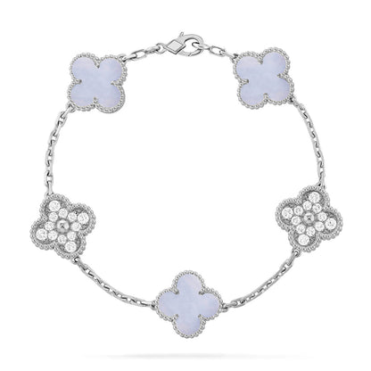 [Auream] CLOVER 5 MOTIF PURPLE CHALCEDONY BRACELET COLLECTION