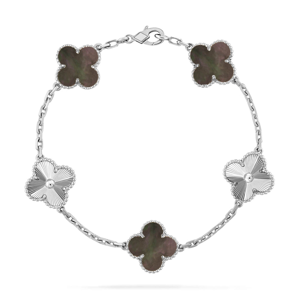 [Auream] CLOVER 5 MOTIF GRAY MOP BRACELET COLLECTION