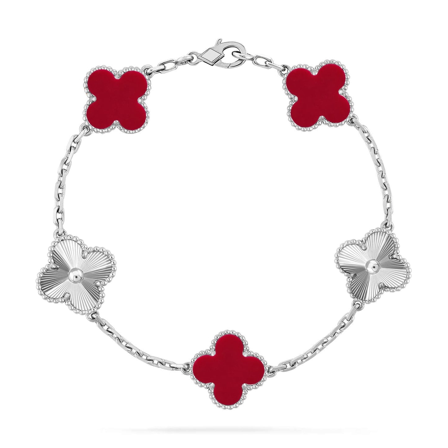[Auream] CLOVER 5 MOTIF RED CORNELIAN BRACELET COLLECTION