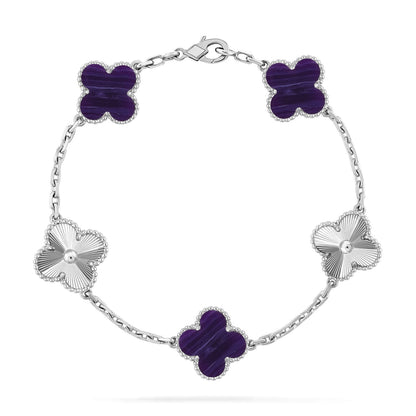 [Auream]CLOVER 5 MOTIF PURPLE STRIPES BRACELET COLLECTION