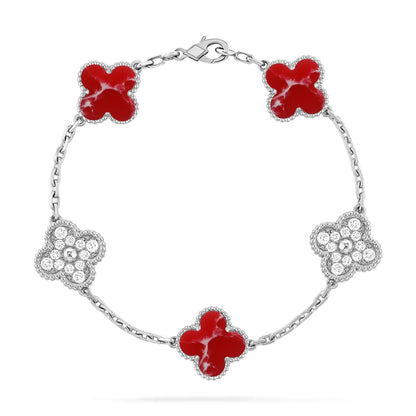 [Auream]CLOVER 5 MOTIF RED PATTERN BRACELET COLLECTION