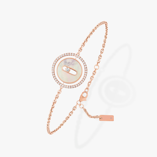 [Auream]Demo MOVE WHITE MOTHER OF PEARL PINK GOLD DIAMOND BRACELET