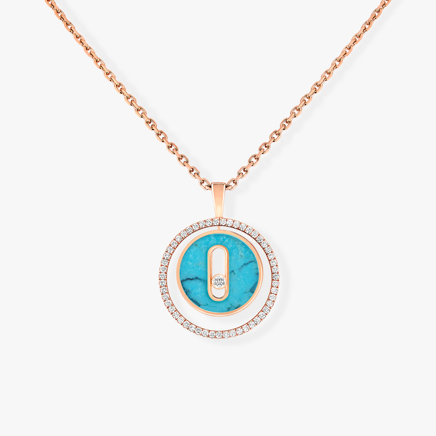 [Auream]Demo MOVE 1 DIAMOND TURQUOISE PINK GOLD DIAMOND NECKLACE