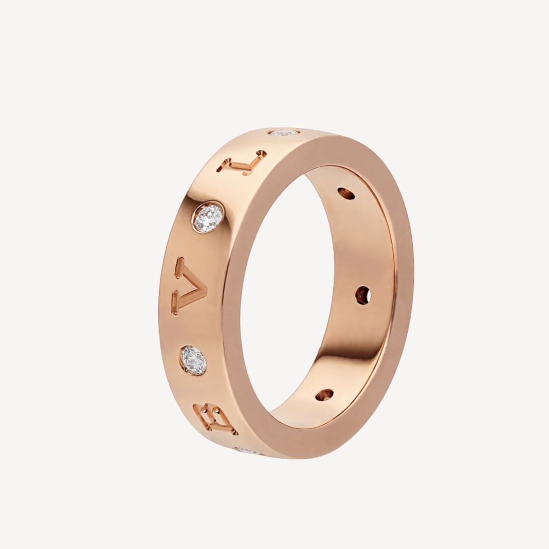 [Auream]ZERO 1 ESSENTIAL PINK GOLD BAND WITH DIAMONDS RING