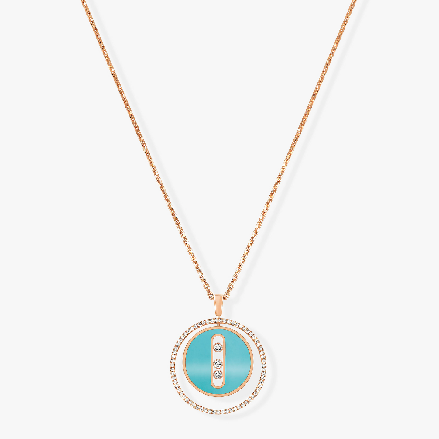 [Auream]Demo MOVE 3 DIAMONDS TURQUOISE PINK GOLD DIAMOND NECKLACE