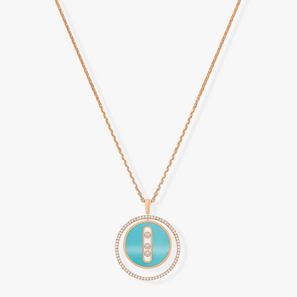 [Auream]Demo MOVE 3 DIAMONDS TURQUOISE PINK GOLD DIAMOND NECKLACE