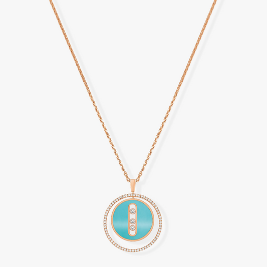 [Auream]Demo MOVE 3 DIAMONDS TURQUOISE PINK GOLD DIAMOND NECKLACE