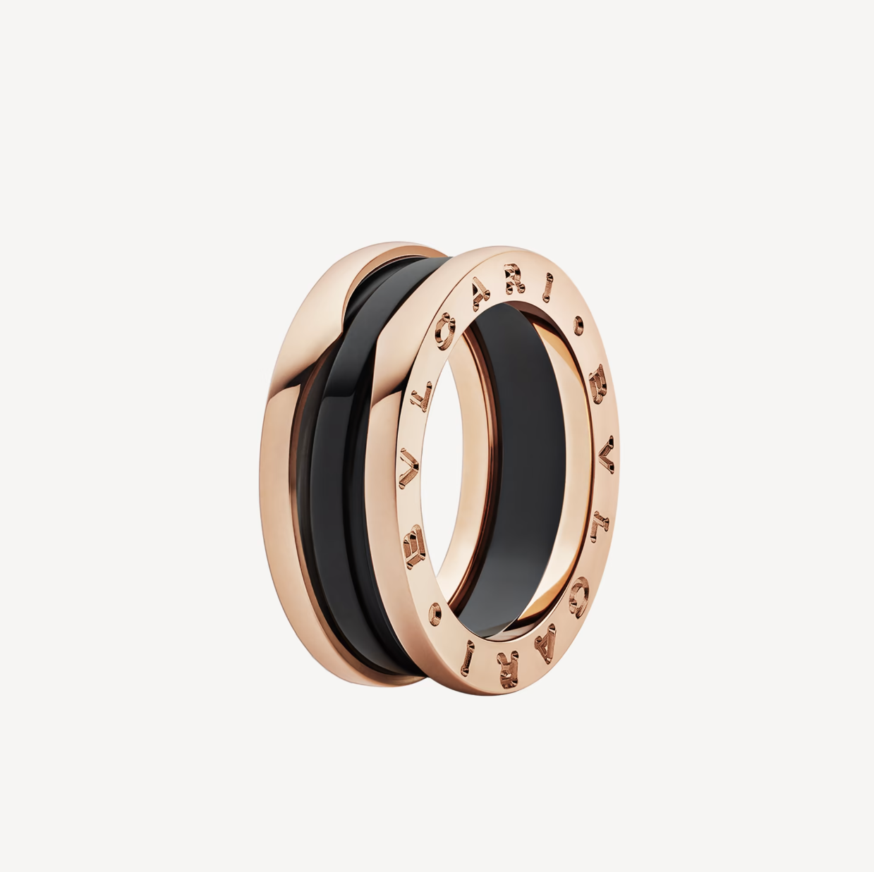 [Auream]ZERO 1 TWO-BAND LOOPS AND BLACK CERAMIC PINK GOLD RING