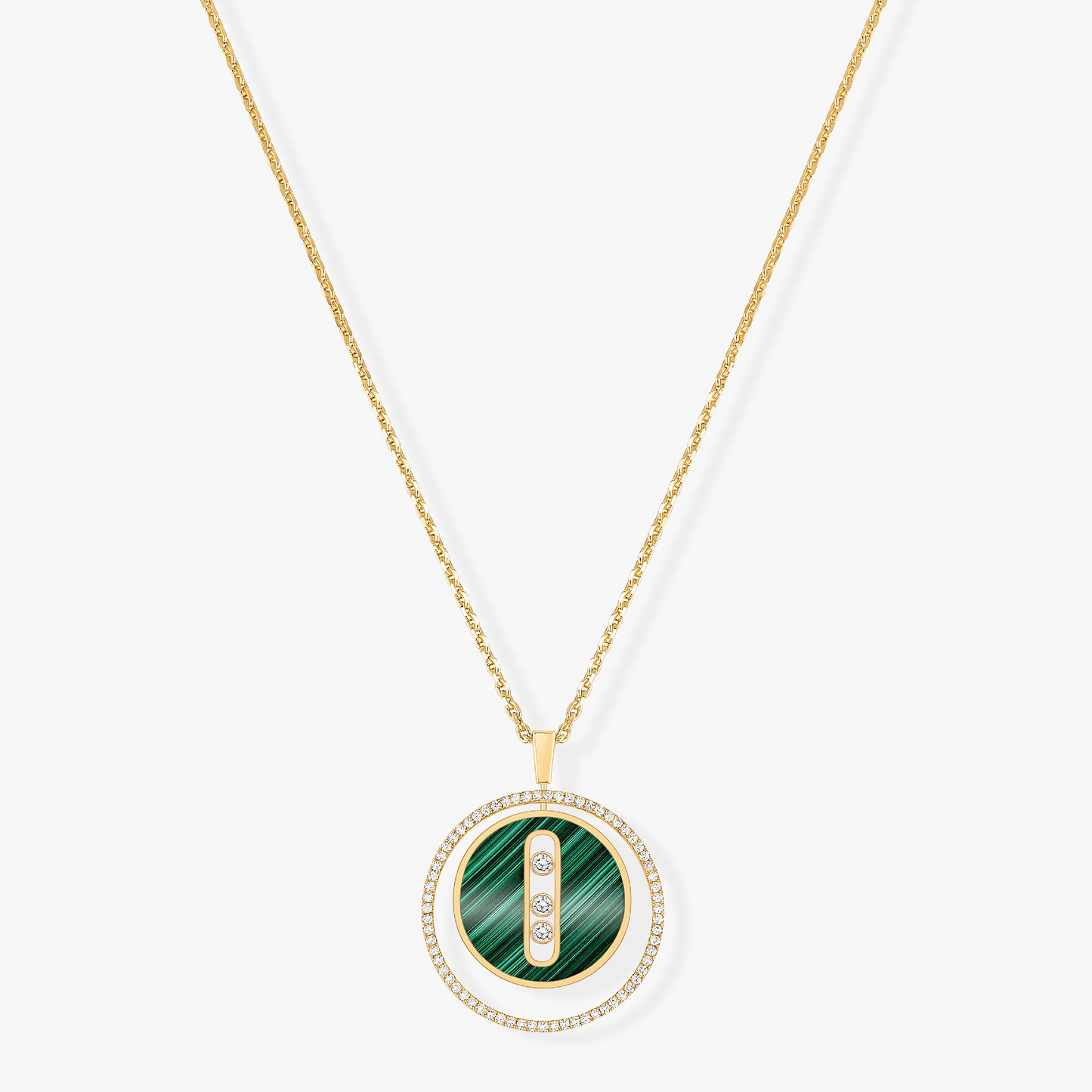 [Auream]Demo MOVE 3 DIAMOND MALACHITE GOLD DIAMOND NECKLACE