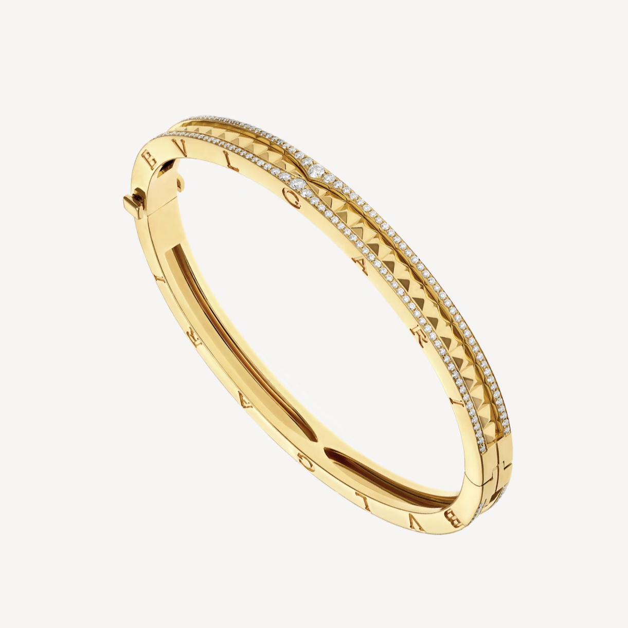 [Auream]ZERO 1 SPIRAL AND PAVED DIAMOND GOLD BRACELET
