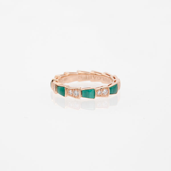 [Auream]SERPENTI RING PINK GOLD MALACHITE DIAMOND 3MM