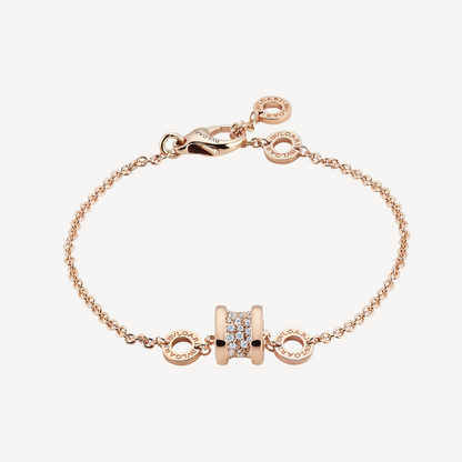 [Auream]ZERO 1 SOFT PINK GOLD WITH PAVED DIAMONDS ON THE SPIRAL BRACELET