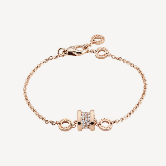 [Auream]ZERO 1 SOFT PINK GOLD WITH PAVED DIAMONDS ON THE SPIRAL BRACELET