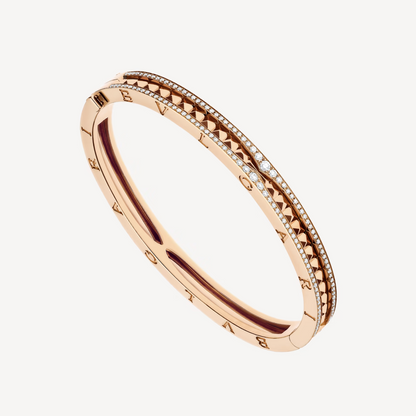 [Auream]ZERO 1 SPIRAL AND PAVED DIAMOND PINK GOLD BRACELET
