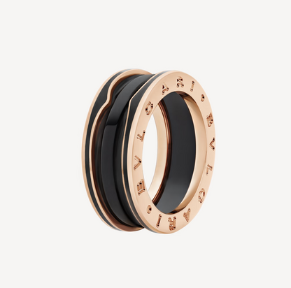[Auream]ZERO 1 TWO-BAND WITH MATTE BLACK CERAMIC PINK GOLD RING