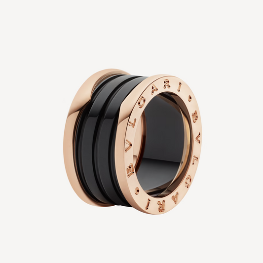 [Auream]ZERO 1 FOUR-BAND LOOPS AND BLACK CERAMIC SPIRAL PINK GOLD RING
