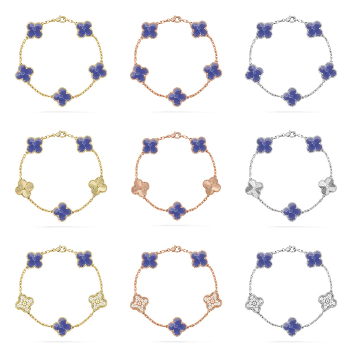 [Auream]CLOVER 5 MOTIF BLUE VEINS BRACELET COLLECTION