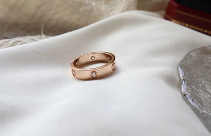 [Auream]LOVE RING 5.5MM 6 DIAMONDS PINK GOLD
