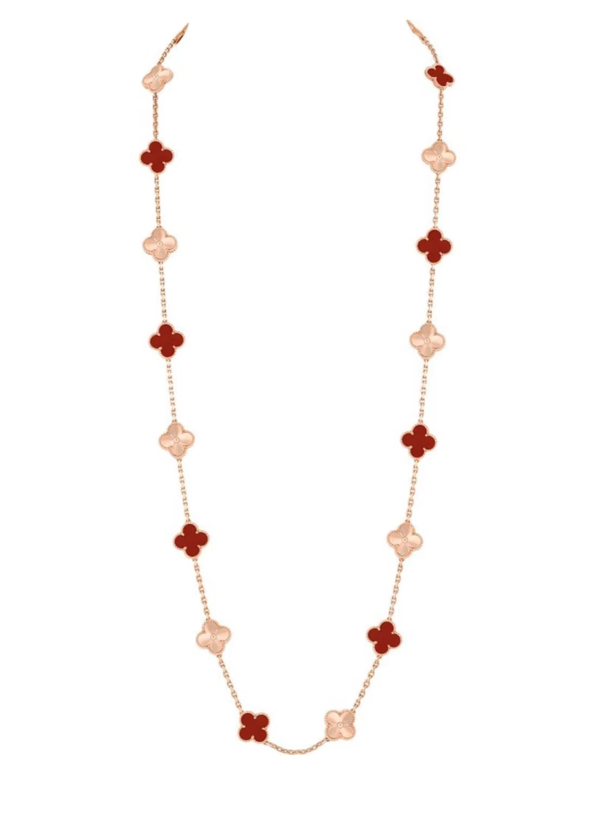[Auream]CLOVER 20 MOTIFS LASER CARNELIAN NECKLACE