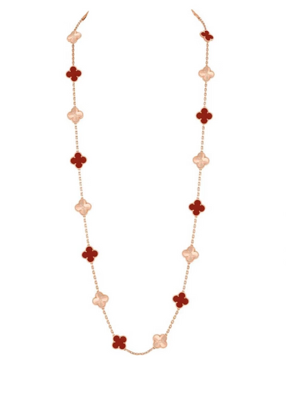 [Auream]CLOVER 20 MOTIFS LASER CARNELIAN NECKLACE