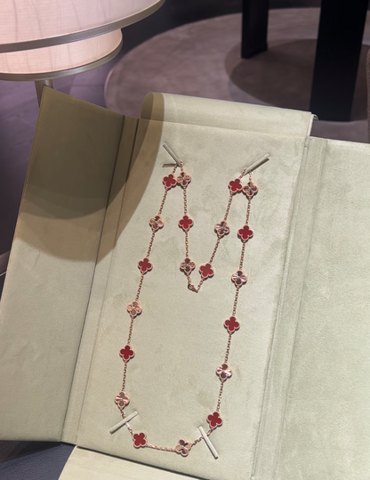 [Auream]CLOVER 20 MOTIFS LASER CARNELIAN NECKLACE