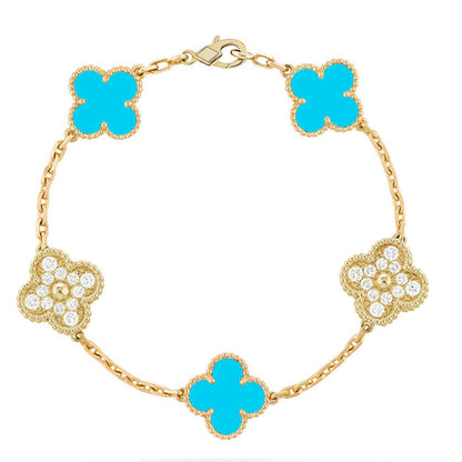 [Auream] CLOVER 5 MOTIF TURQUOISE BRACELET COLLECTION