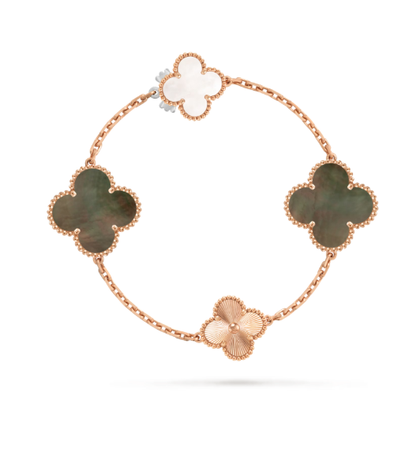 [Auream]DETACHABLE CLOVER 15(11+4) FLOWER SILVER NECKLACE SET