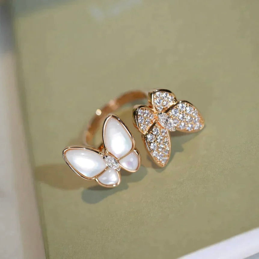 [Auream]TWIN BUTTERFLY DIAMOND MOP RING