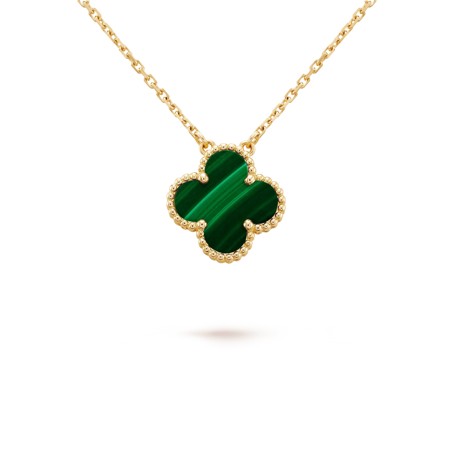 [Auream]CLOVER 15MM MALACHITE SINGLE FLOWER  NECKLACE