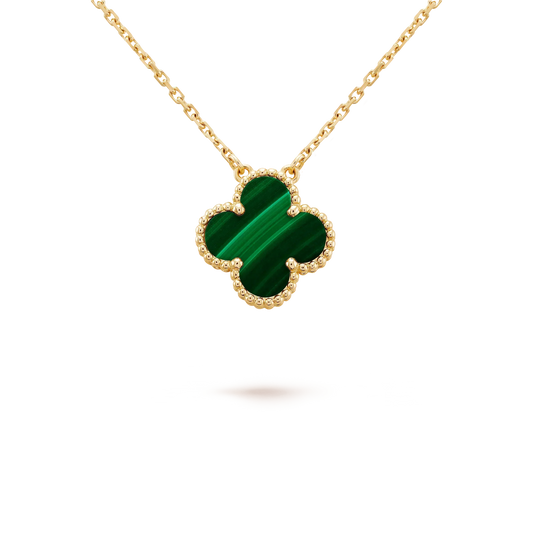 [Auream]CLOVER 15MM MALACHITE SINGLE FLOWER  NECKLACE