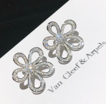 [Auream]FLOWERLACE EARRINGS FULL DIAMONDS