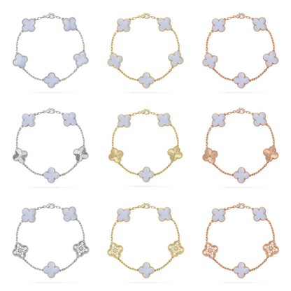 [Auream] CLOVER 5 MOTIF PURPLE CHALCEDONY BRACELET COLLECTION