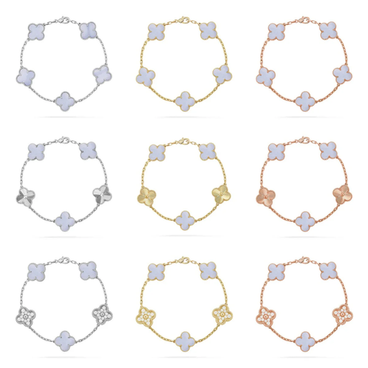 [Auream] CLOVER 5 MOTIF PURPLE CHALCEDONY BRACELET COLLECTION