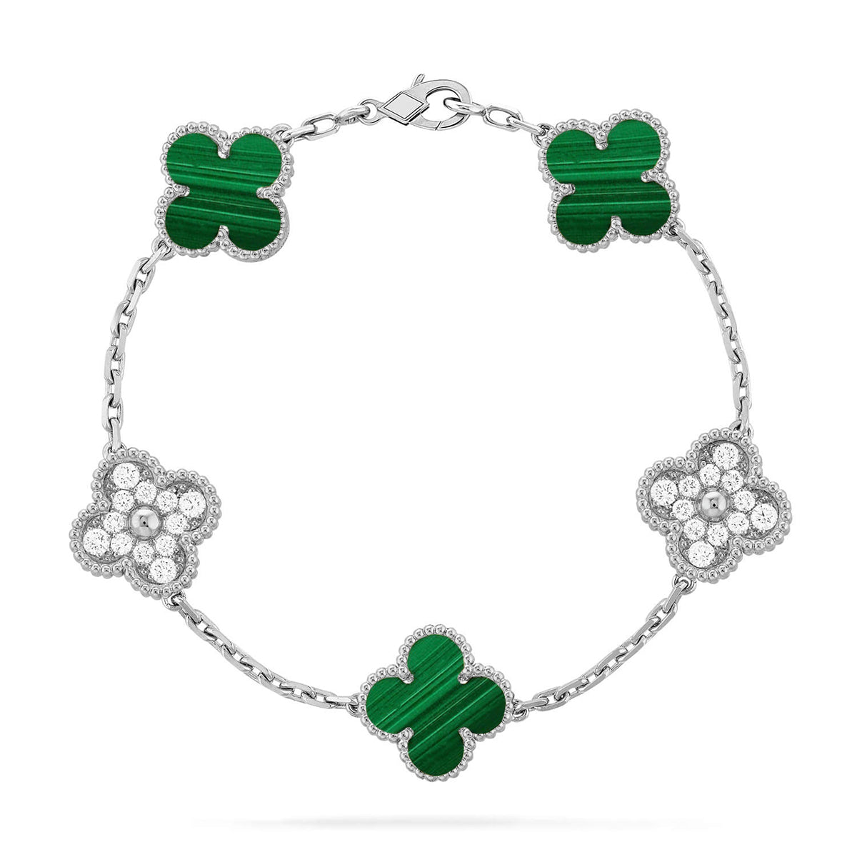 [Auream] CLOVER 5 MOTIF MALACHITE BRACELET COLLECTION