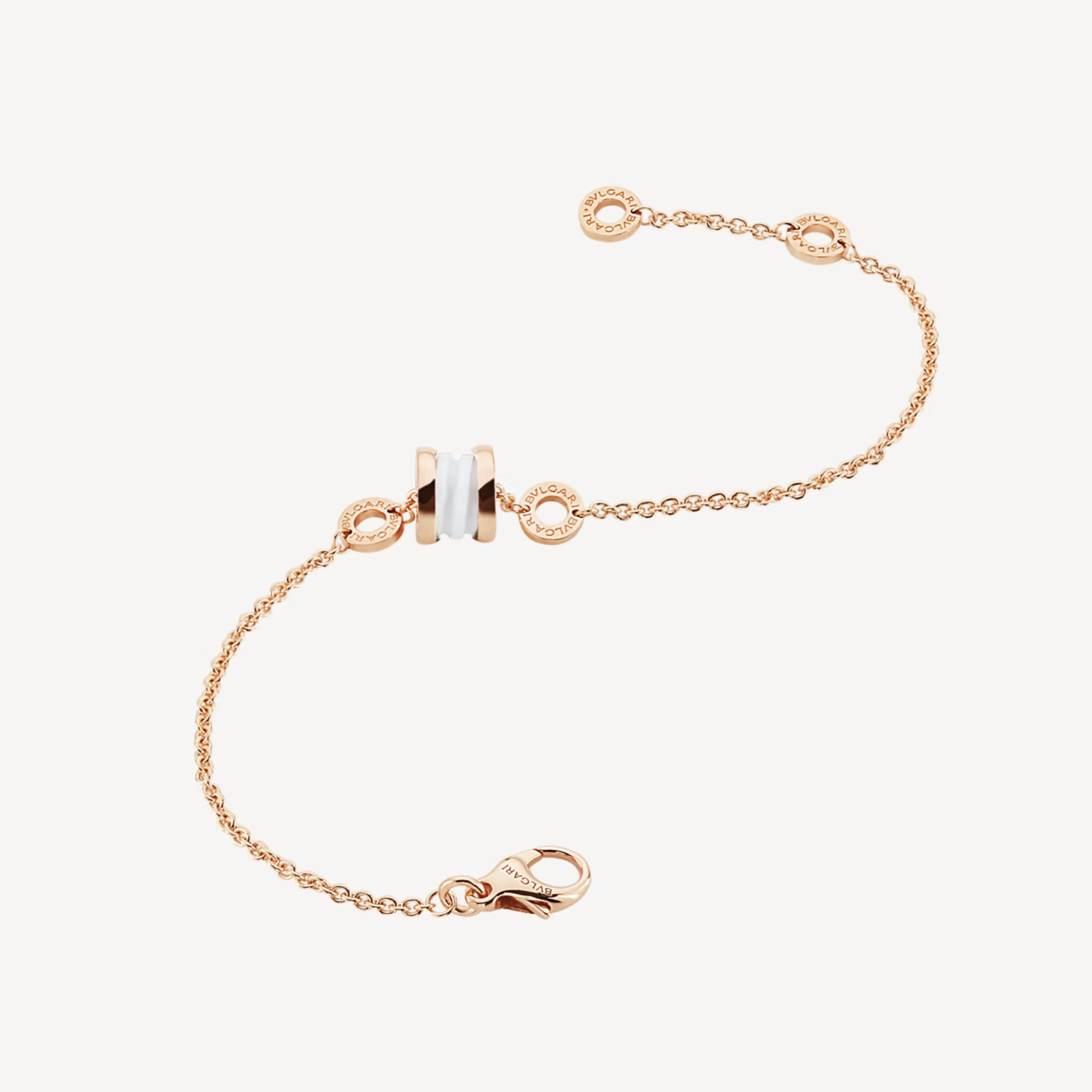 [Auream]ZERO 1 SOFT PINK GOLD AND WHITE CERAMIC BRACELET