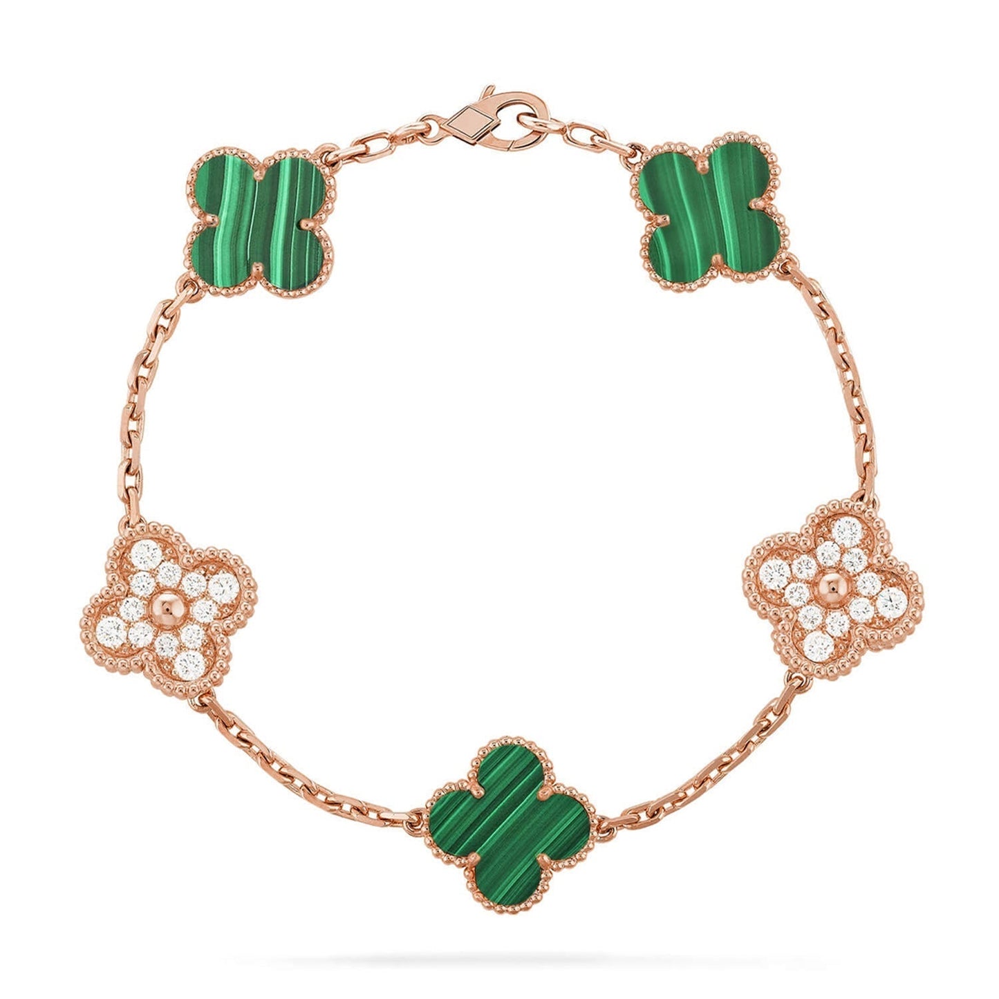 [Auream] CLOVER 5 MOTIF MALACHITE BRACELET COLLECTION