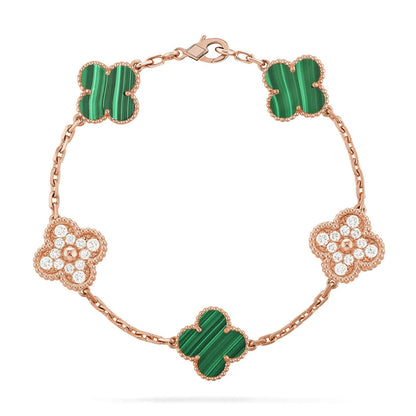 [Auream] CLOVER 5 MOTIF MALACHITE BRACELET COLLECTION