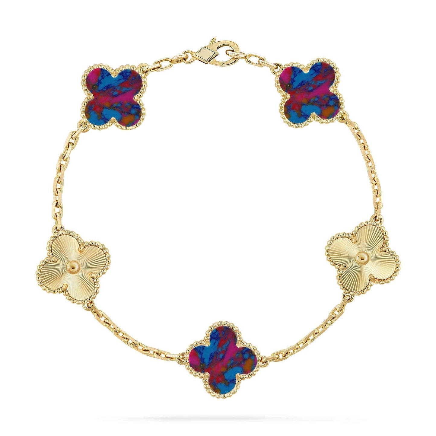 [Auream]CLOVER 5 MOTIF COLOR GEMSTONES BRACELET COLLECTION