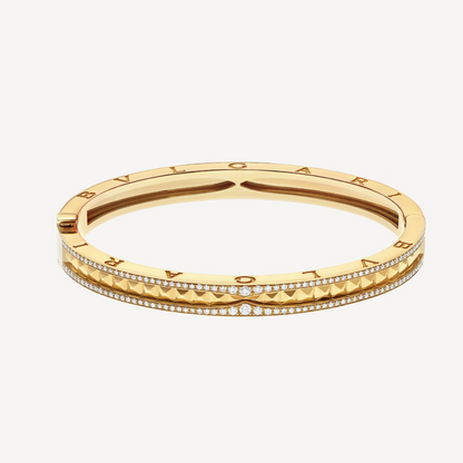 [Auream]ZERO 1 SPIRAL AND PAVED DIAMOND GOLD BRACELET