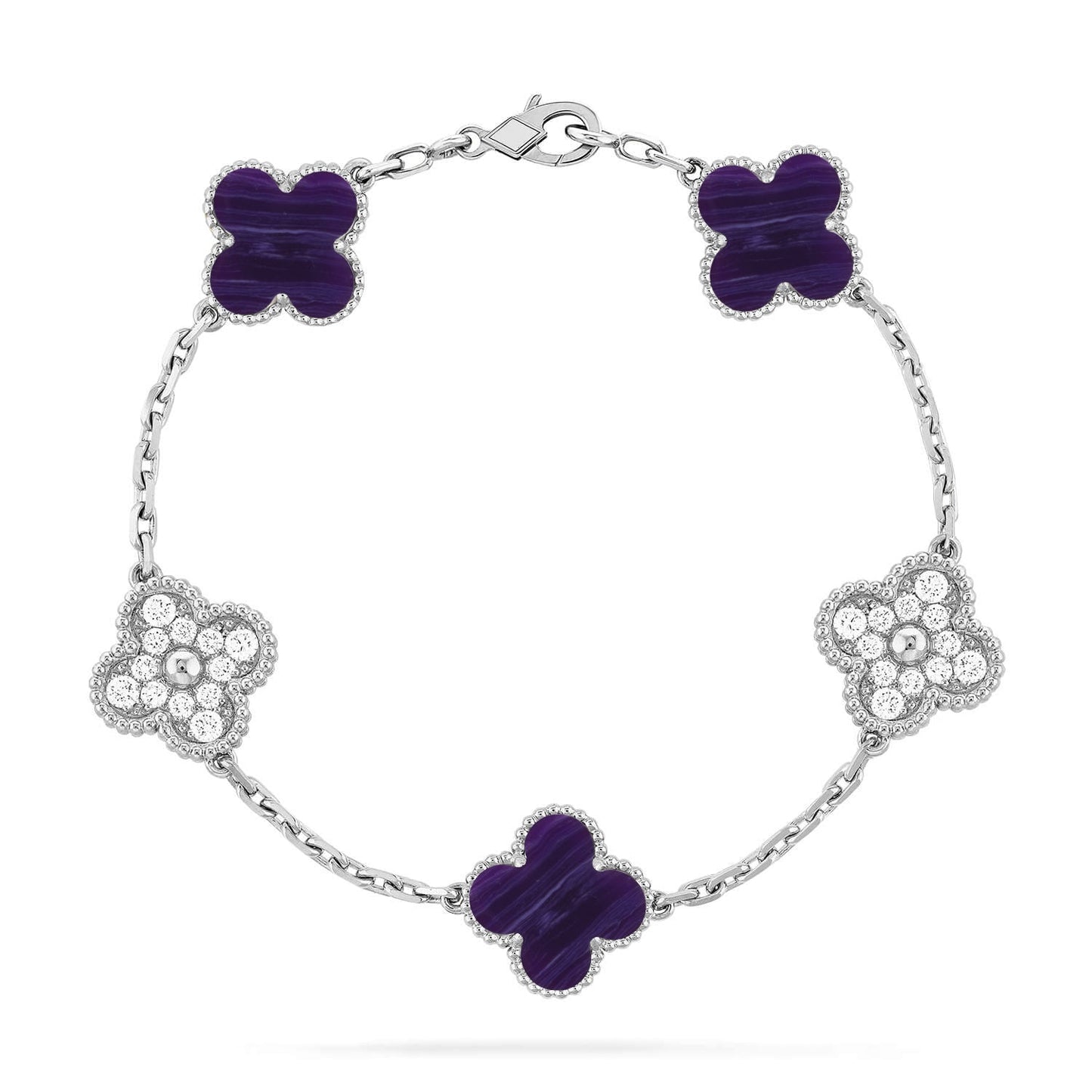 [Auream]CLOVER 5 MOTIF PURPLE STRIPES BRACELET COLLECTION