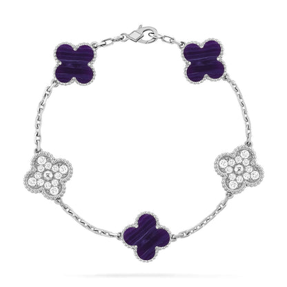 [Auream]CLOVER 5 MOTIF PURPLE STRIPES BRACELET COLLECTION