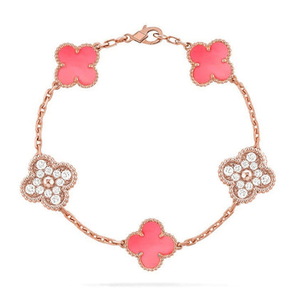 [Auream] CLOVER 5 MOTIFS  PINK MOP BRACELET COLLECTION