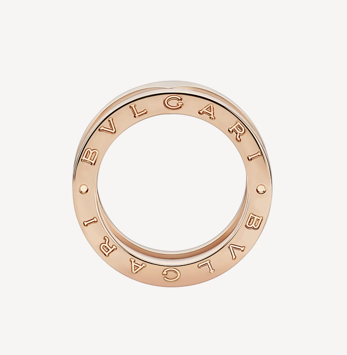 [Auream]ZERO 1 TWO-BAND LOOPS AND WHITE CERAMIC SPIRAL PINK GOLD RING