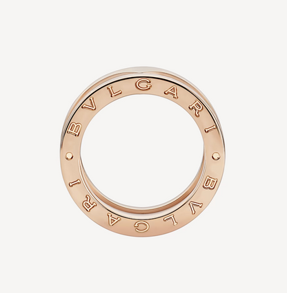 [Auream]ZERO 1 TWO-BAND LOOPS AND WHITE CERAMIC SPIRAL PINK GOLD RING